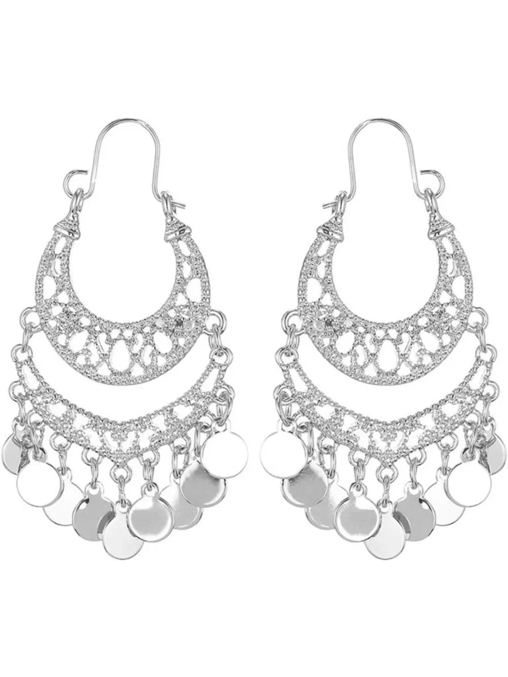 Bohemian Dangle Drop Earrings for Women - Lightweight Filigree Tassel Hoops